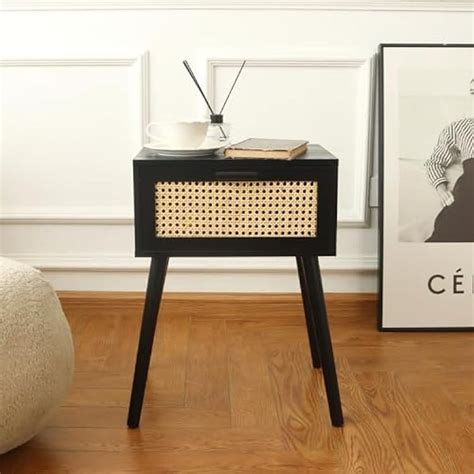 AWASEN Mid Century Modern Nightstand, Rattan Side India | Ubuy