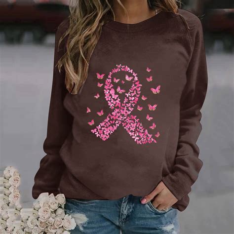 Breast Cancer Shirts for Women Clearance under $10 Long Sleeve Round ...