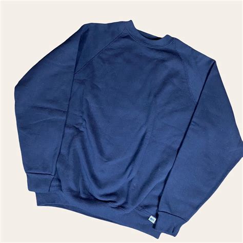 VTG 90s Discuss Blank Navy Sweatshirt Made in USA... - Depop