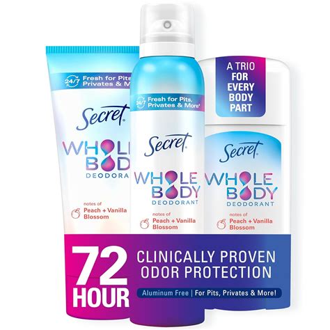 Amazon.com : Secret Whole Body Deodorant For Women Stick, Spray & Cream ...