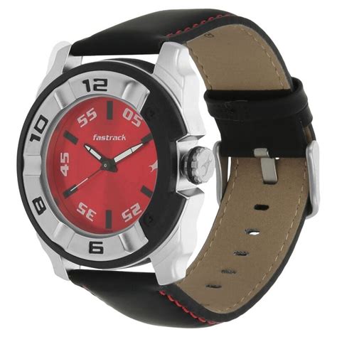 Buy Online Fastrack Motorheads Quartz Analog Red Dial Leather Strap ...