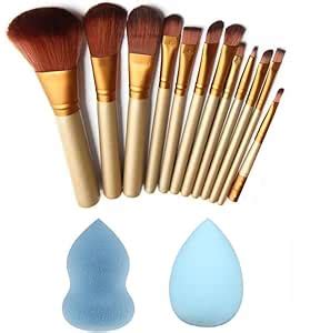 Make-up Brushes Set of 12 Piece Brush + 2 Blender Puff (Pack of 14 ...