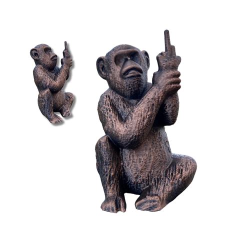 Funny Monkey Middle Finger Figurine - PLA Sculpture - Unique Desk Decor ...