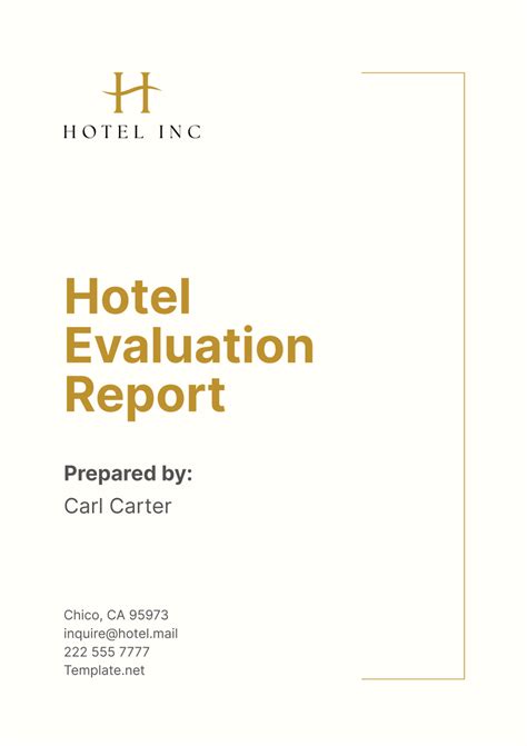 Free Hotel Evaluation Report Template to Edit Online