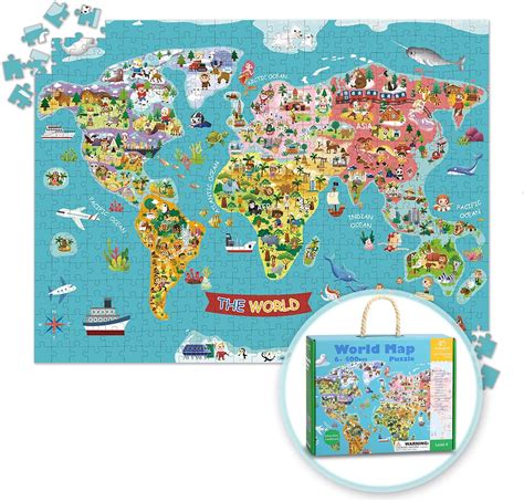 TOOKYLAND World Map Puzzle for Kids, Map Puzzle 500 Pieces World ...