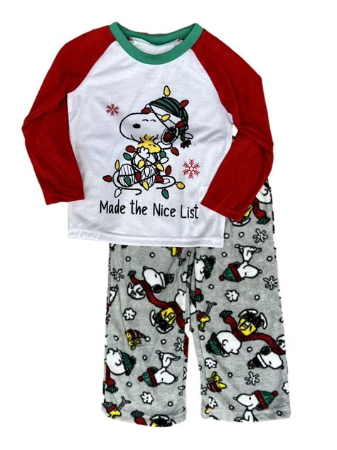 Peanuts Girls Snoopy & Woodstock Made The Nice List Christmas Pajama ...