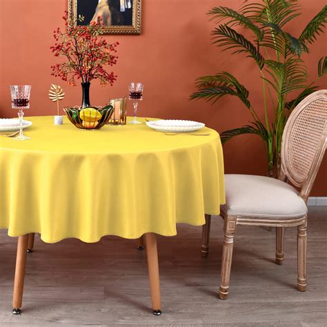 MEANMOY Yellow 210 GSM Water & Stain Resistant Round Tablecloth for ...
