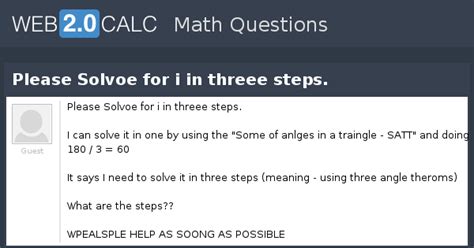 View question - Please Solvoe for i in threee steps.