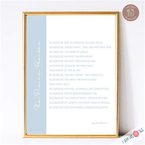 The Divine Praises Prayer Print - Catholic Prayer Printable, PDF ...