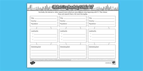Cities Beginning with the Letter 'H' Research Activity