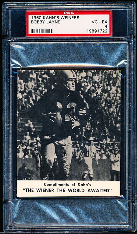 Lot Detail - 1960 Kahn’s Wieners Football- Bobby Layne, Steelers- PSA ...