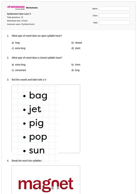 50+ Syllabication worksheets for Class 2 on Wayground | Free & Printable