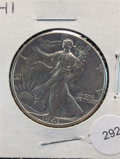 At Auction: 1941 Walking Liberty 50c. WWII Era. 90% Silver. HIGH GRADE