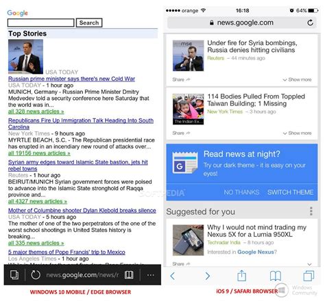 Google News отображается в WAP-версии на Windows 10 Mobile » Community