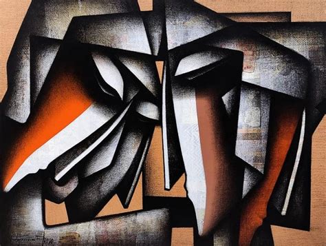 "Bond Of Love Series 1": Orange Red Acrylic Charcoal Painting by ...