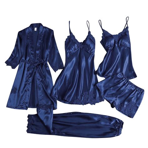 GILIGEGE Satin Pajamas for Women Set Pajama Sets for Women 5 Piece ...