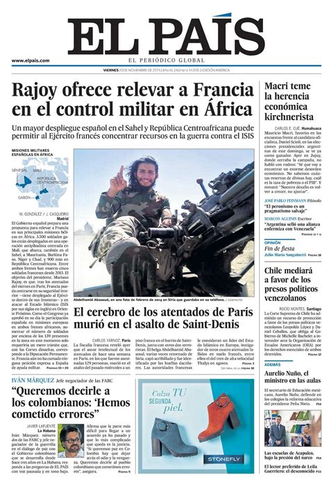 Portada de EL PAÍS Edición América del 20-11-2015