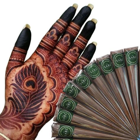 Buy Sabz Organics Natural Bridal Henna Mehendi Cones For Hand, Feet And ...