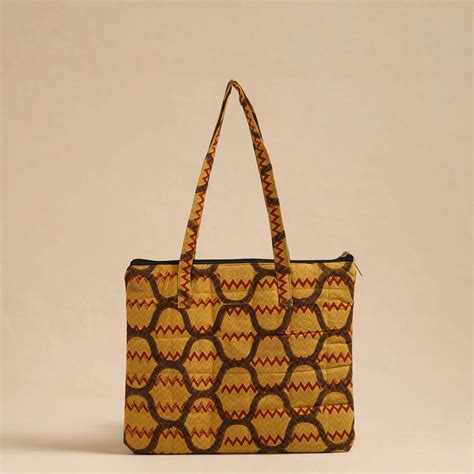Yellow Handcrafted Quilted Cotton Hand Bag