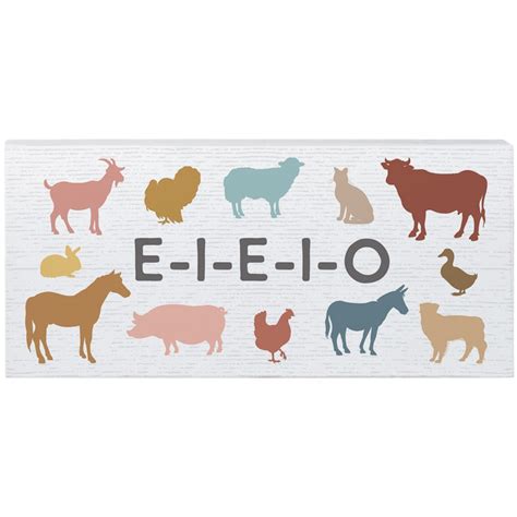 Farm Animals Wood Sign E I E I O Chicken Goat Turkey Sheep Cat Dog Duck ...