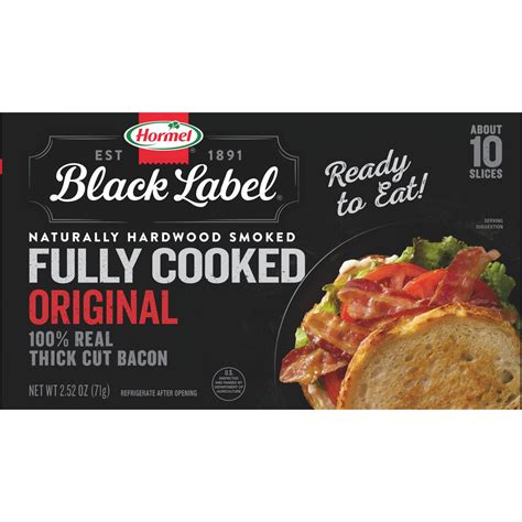 HORMEL BLACK LABEL Fully Cooked Bacon, Gluten Free, Shelf Stable, 2.52 ...