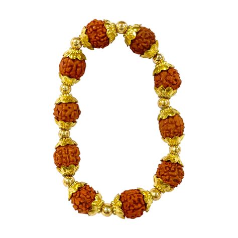Buy DEV SAMAGRI Panchmukhi Rudraksha Bracelet In Golden Cap for Men ...