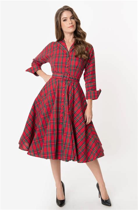Brooklyn Shirtwaist Dress in Red Plaid – Modern Millie Shop | Cotton ...
