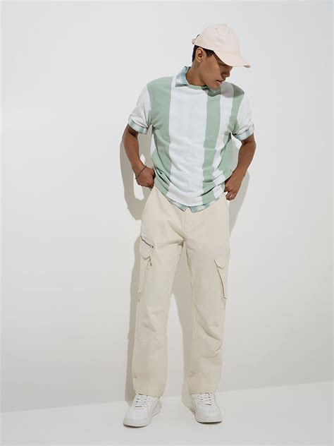 Buy Nuon Off-White Relaxed-Fit Mid-Rise Cotton-Blend Pants from Westside