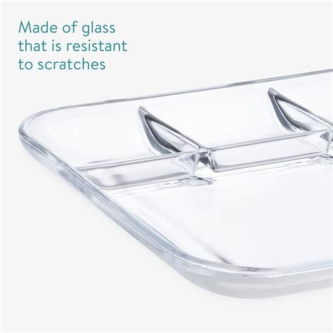 Buy Navaris Glass Divided Plates (Set of 2) - 4 Section Divider Snack ...