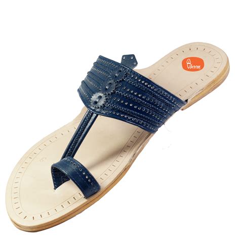 Special Blue leather Kolhapuri Chappal For Men | Vhaan