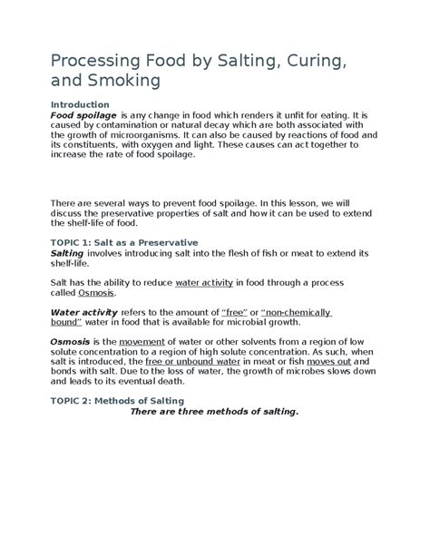 Processing Food by Salting, Curing, Smoking - Processing Food by ...