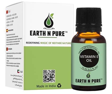 Earth N Pure Vitamin E Oil Therapeutic Grade for Skin, Hair and Nails ...