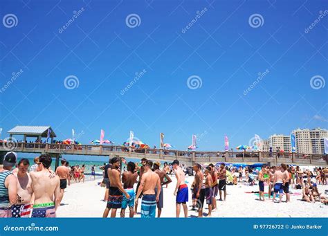 People Enjoying Water and Beach and Skyline in Clearwater Beach Florida ...