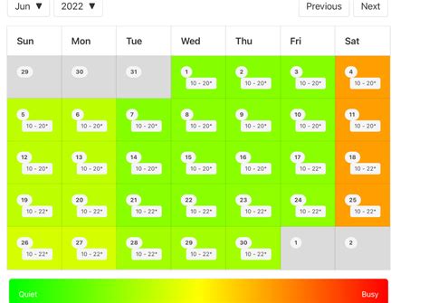 Cedar Point Crowd Calendar