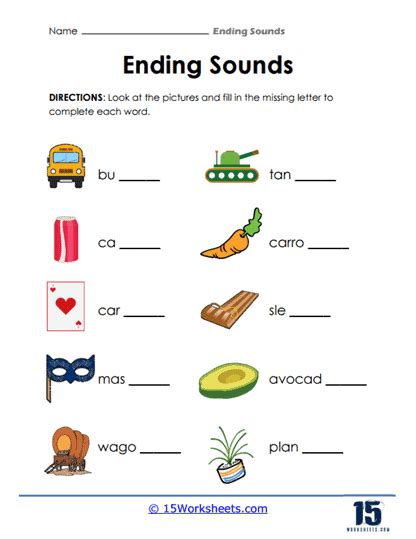 Ending Sounds Worksheets - 15 Worksheets.com
