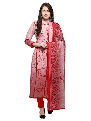 Buy Inddus Pink and Red Cotton Abstract Dress Material at Amazon.in
