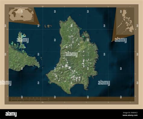 Catanduanes, province of Philippines. Low resolution satellite map. Corner auxiliary location ...