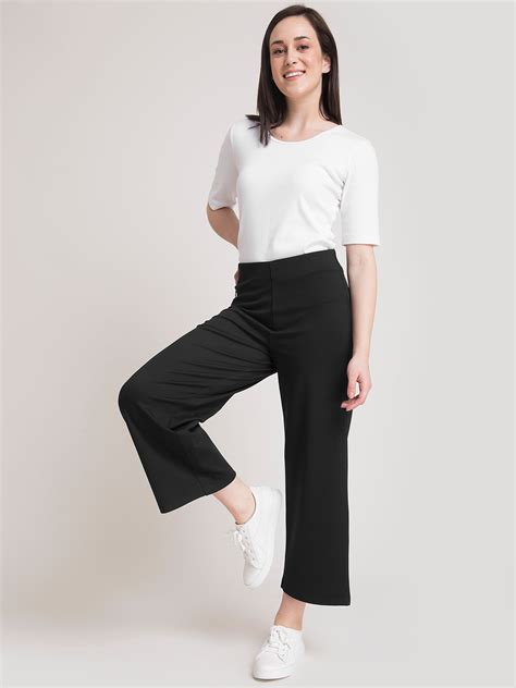 Buy Black LivIn Wide Leg Formal Pants Online | FableStreet
