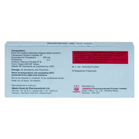 Mero-O ER 300 Tablet | Uses, Side Effects, Price | Apollo Pharmacy