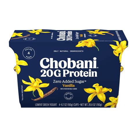 Chobani 20G Protein Low-Fat Greek Yogurt Vanilla 6.7oz 4 Pack - Walmart.com