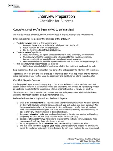 Job Interview Checklist Template 的图像结果