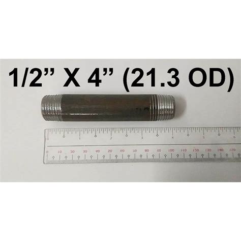 BI NIPPLE 1/2" X 4" SCH40 THREADED SCREW TYPE BLACK IRON ( 21.3 OUTSIDE ...