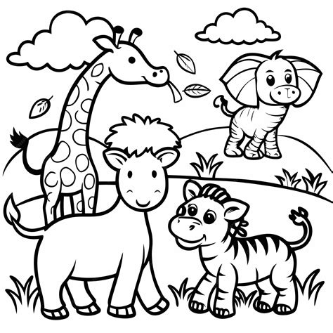 Safari Animals For Coloring
