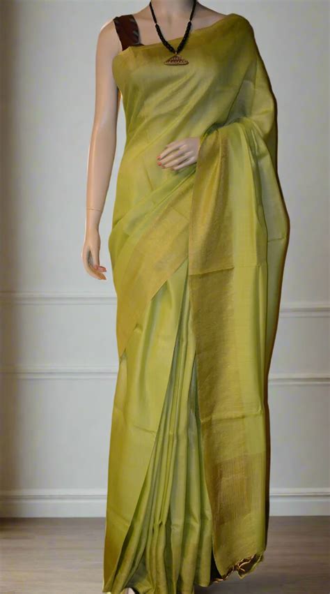 Green Tussar Munga Silk Saree – Classic Handloom Drape for Timeless ...