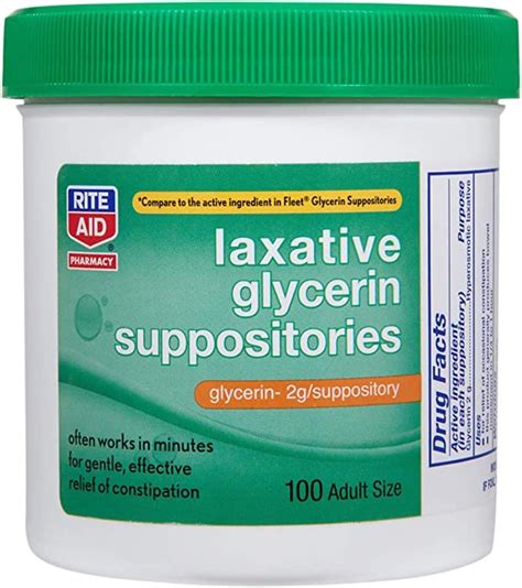 Buy Rite Aid Laxative Glycerin Suppositories, 2 g - 100 Count Adult ...