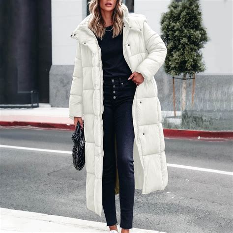 Fartey Women's Winter Long Puffer Coats Loose Casual Full Zip Thickened ...