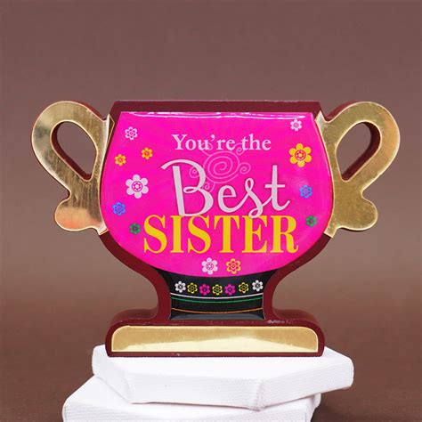Send You Are the Best Sister Trophy with Chocolates N Cushion Online ...