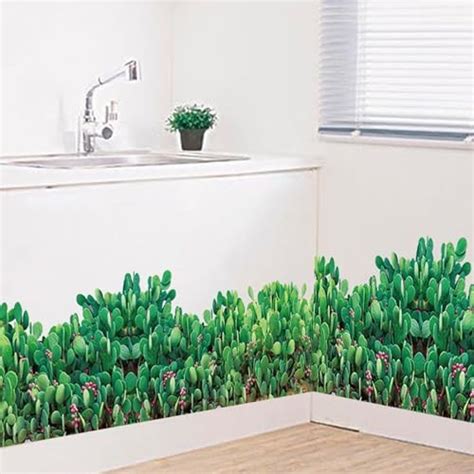 JAAMSO ROYALS Green Grass with White Flower Stickers for Walls of Home ...