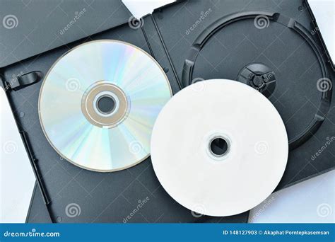 Digital Versatile Disc or DVD with Black Plastic Box Packaging on White ...