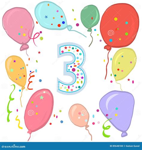 Happy Third Birthday Cartoon Vector | CartoonDealer.com #27384127